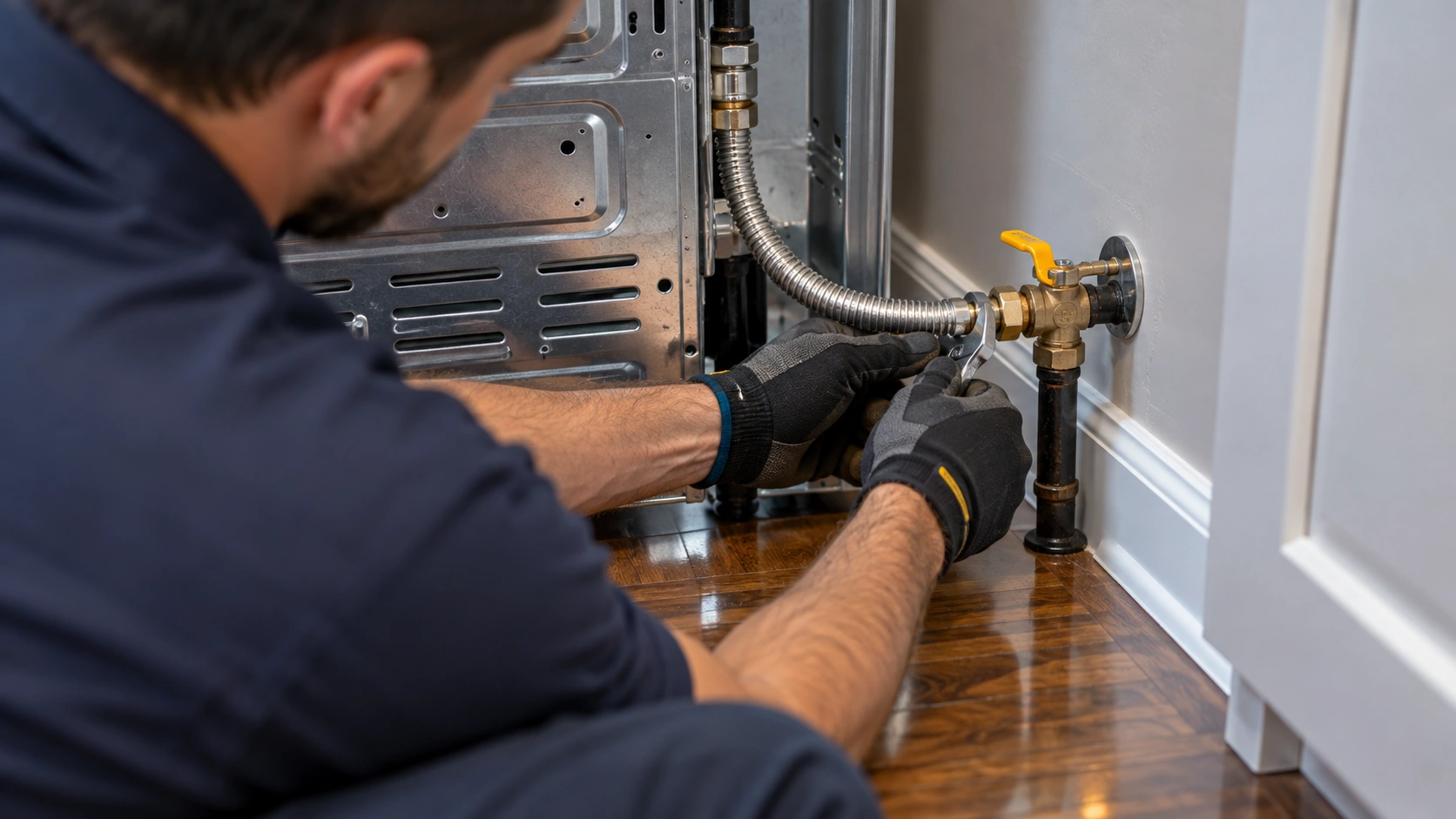 Gas line pressure and leak test.