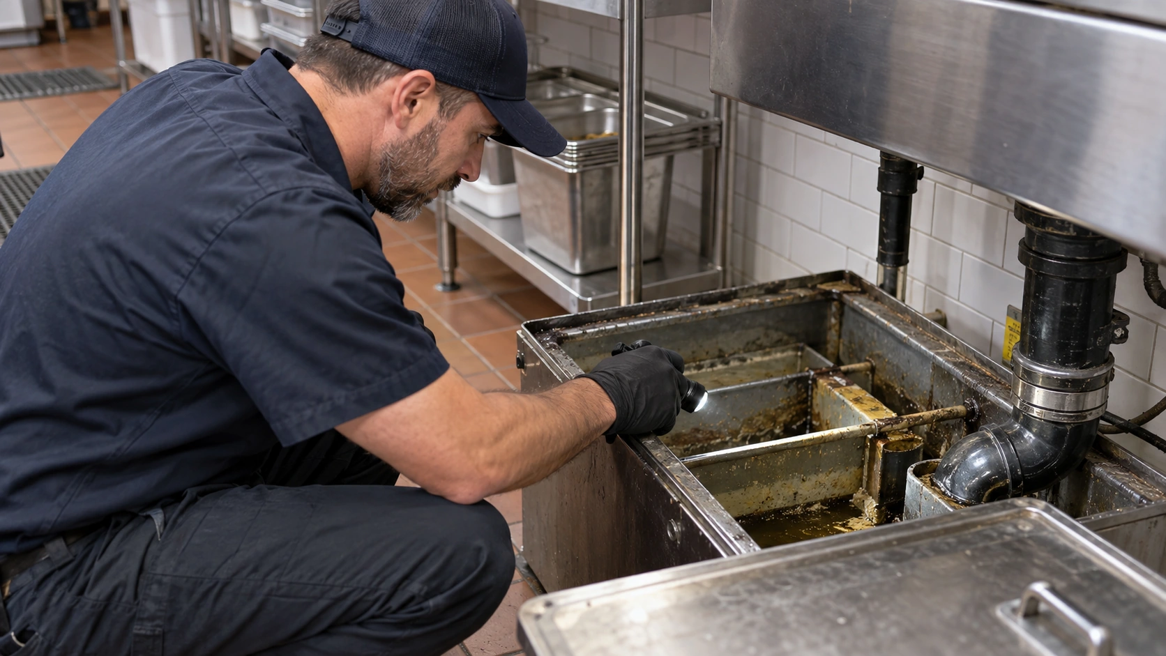 Grease trap inspection.