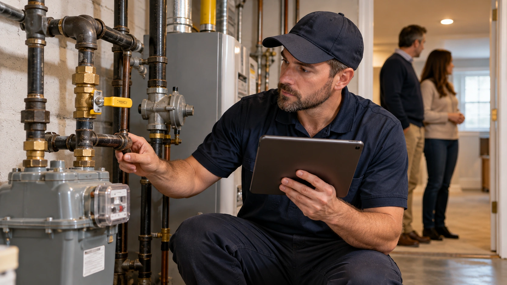 Gas piping inspection for a home sale.