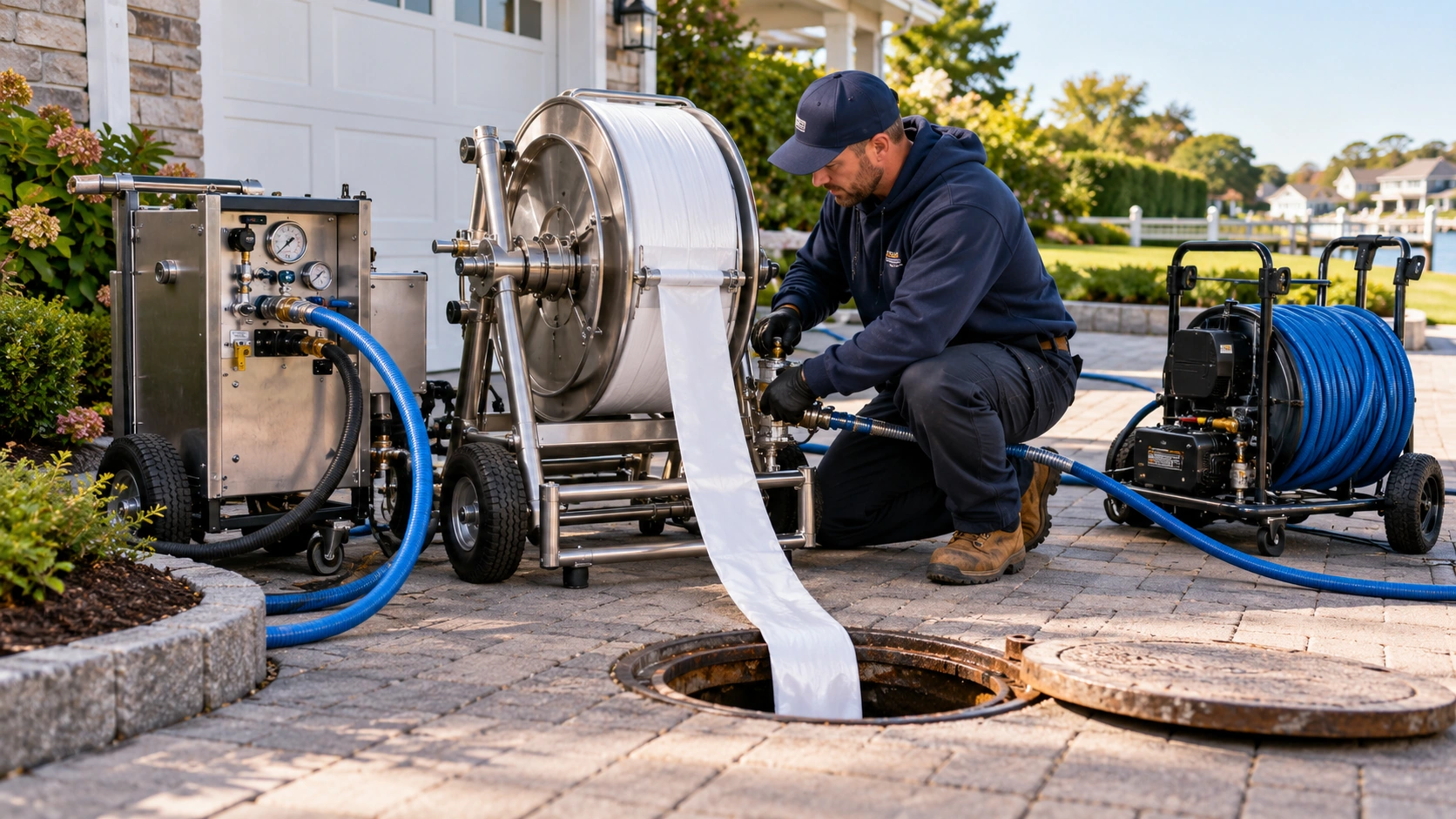 Trenchless sewer rehabilitation equipment.