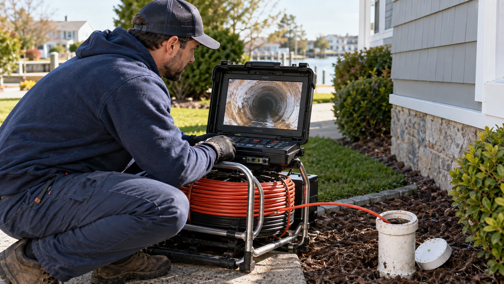 Sewer camera diagnosis after a backup.